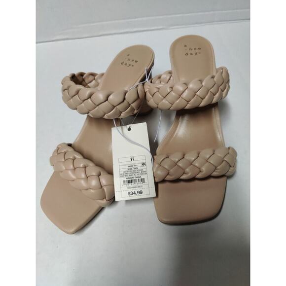 Braided Heels Sandals Women's brown A New Day Tiana Mule Color Beige - Size 7.5 - Picture 14 of 16